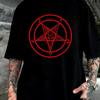 T-shirt Rossa Baphomet Emo Gotica Grunge Alternativa Occulta Punk Metal Rock Satan