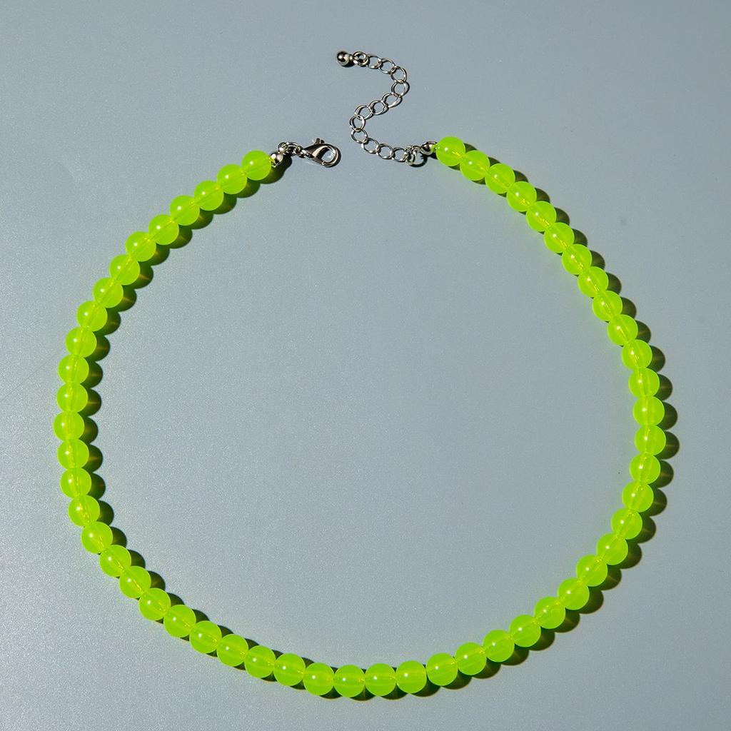 Cross Border Summer Fresh Colorful Bead Necklace for Women's Seaside Vacation Fashion Dopamine Transparent Bead Matching Necklace