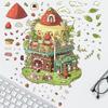 Cartoon Large Strawberry House Landscaping Sticker 3D Miniature World Unzipped DIY Scene Manual