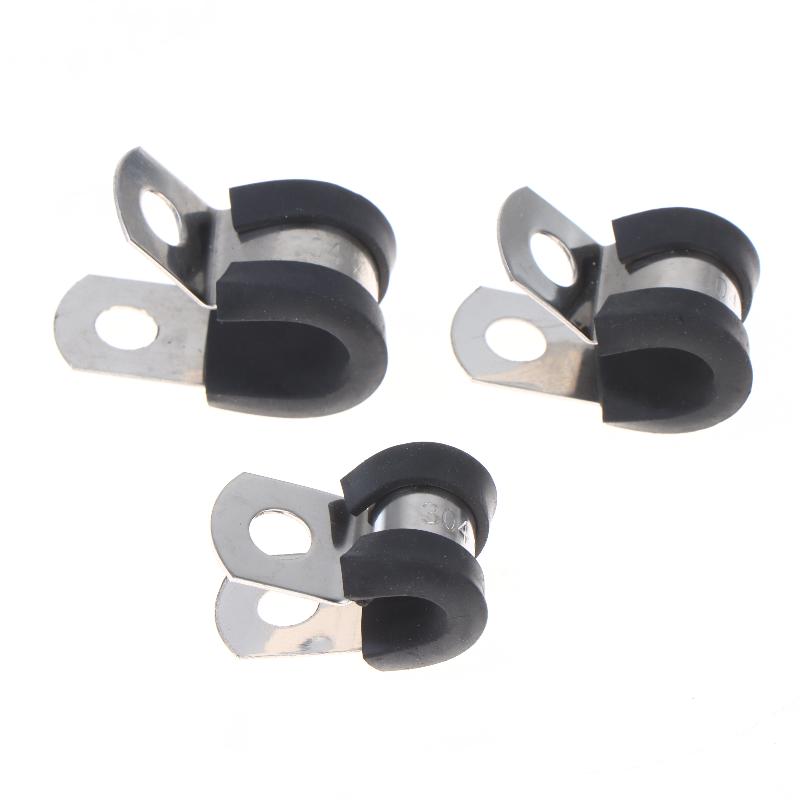 10Pcs Stainless Steel Cable Clamp 6-20mm Insulated Wire Hose Mounting Clip for Off-Road Vehicle Wiring Plumbing Repairs