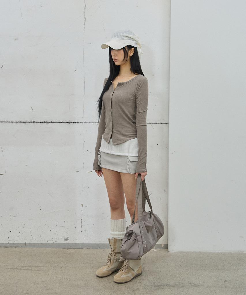 Sailpeulei Folded Knit Skirt Shorts / Light Gray