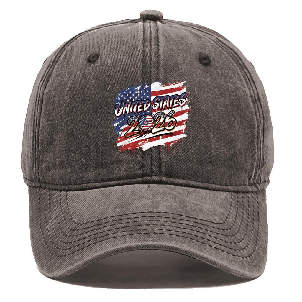 Sun Hat With 2026 Football Soccer "UNITED STATES" Flag Printed , Adjustable Sun Hat Raw Brim Slouchy Lightweight Vintage Sun Hat