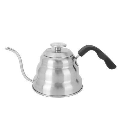 Stainless Steel Handle Coffee Water Tea Narrow Mouth Anti Skid Pot with Thermometer (1.2L)