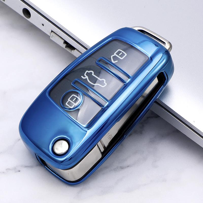 

Чохол для автомобільного ключа з м’яким ТПУ для A3 8L 8P A4 B6 B7 B8 A6 C5 C6 4F RS3 Q3 Q7 TT 8L 8V S3 Аксесуари для авто оболонки синій