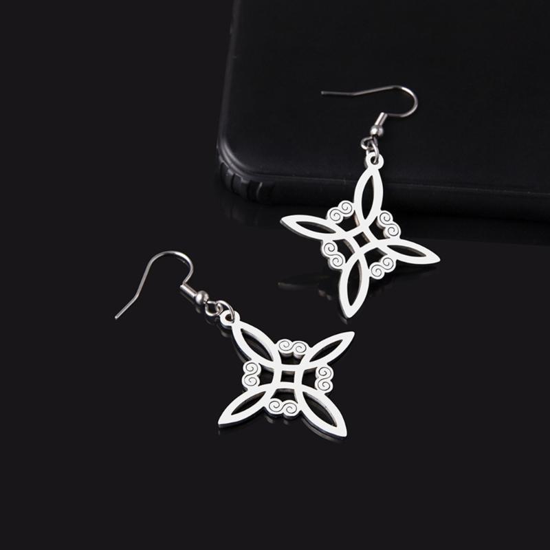 Simple Alloy Witchcraft Drop Earrings Hollow Amulet Witch Knot Pendant Earring Unique Charm Dangle Earrings Jewelry