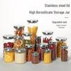 High Borosilicate Glass Storage Jar with Stainless Steel Lid - Moisture-proof and Sealed for Organization.