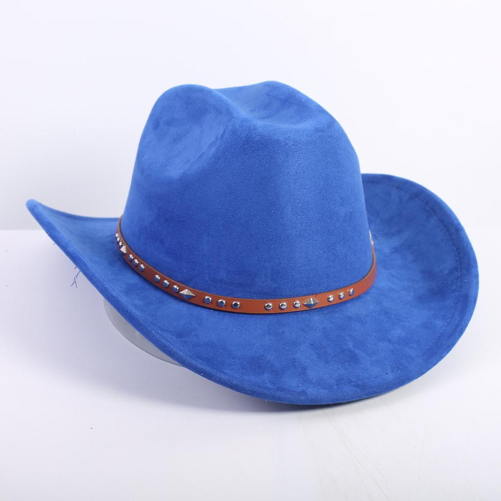 Nuovo colore cappello da cowboy western da uomo e da donna versatile per il pendolarismo stile semplice tesa larga cappello a cilindro cappello da sole