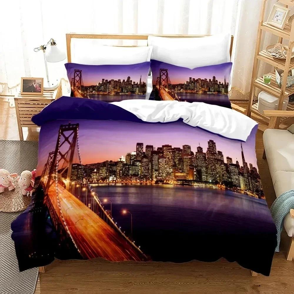 3D Print New York City Night View Bedding Set Duvet Cover Bed Set Quilt Cover Pillowcase Comforter king Queen Size Boys Adult