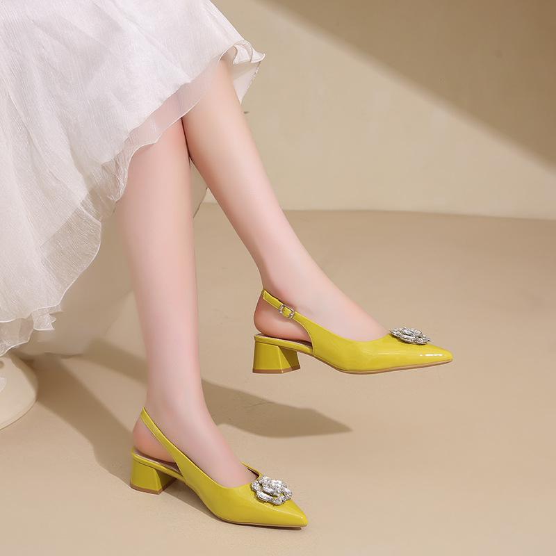French Pointed Toe Closed Toe Hollow Back Sandals Slimming Design Height Enhancing Slippers - Women's Casual Dress Shoes