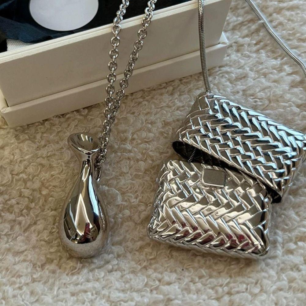 Metal Long Necklace with Water Bottle Pendant Women Choker  for Fashion Enthusiasts