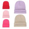 Men Women Solid Color Warm Woolen Knitted Cap Fluorescent Cuffed Beanie Hat