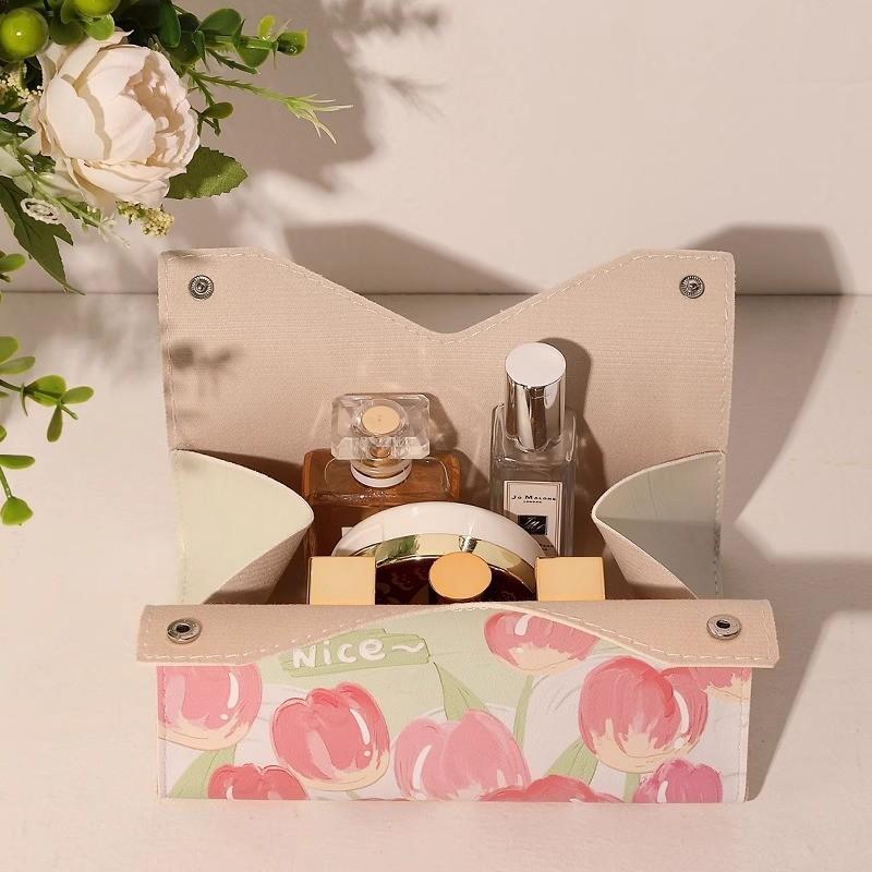 Tulip Paper Tissue Box Leather Waterproof Multiuse For Living Room Decor