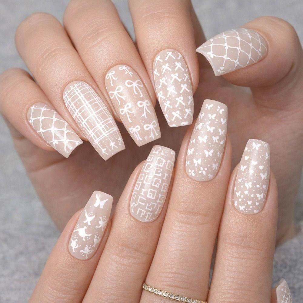 Bowknot Patterns Nail Decal Sheets Kawaii Bow Image Nail Art Stencil For French Manicure