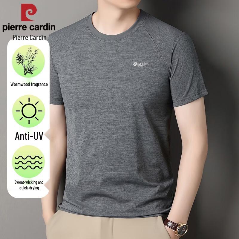 Pierre Cardin Men's Ice Silk Short Sleeve Round Neck T-Shirt