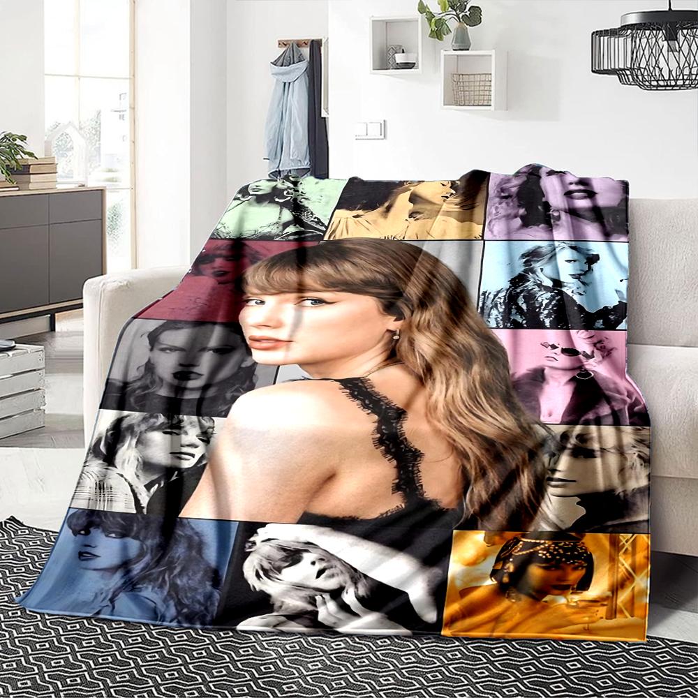 Taylor Swift Pop Art Collage Deken Zachte Plaid voor Huis Slaapkamer Bed Bank Reizen Kantoor Effen Kerstdeken