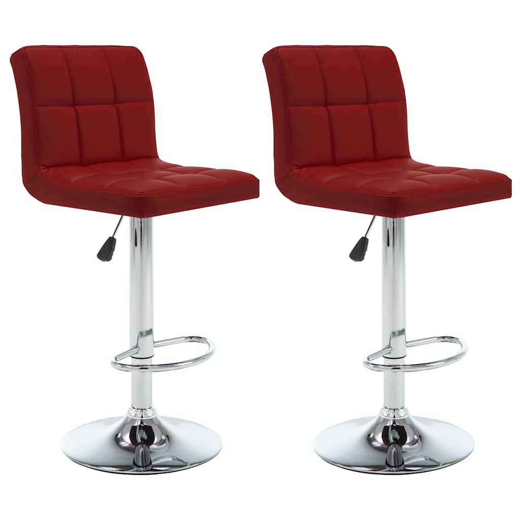 Bar Stool Set 2 Pieces Burgundy Artificial Leather