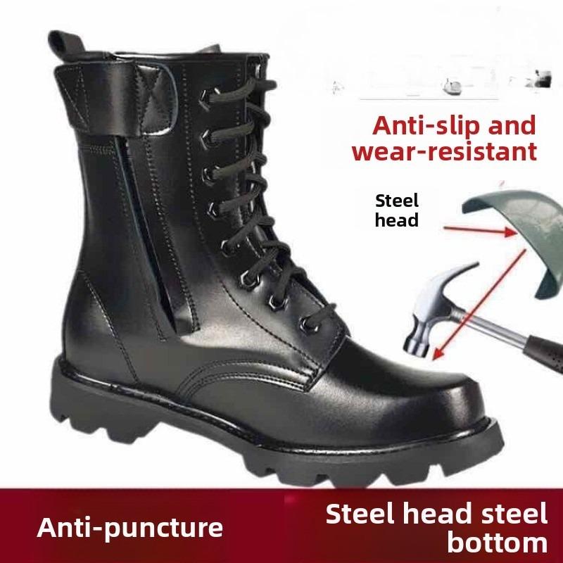 Módní pánské bezpečnostní boty vysoké kožené boty ocelová špička pracovní bezpečnostní obuv plyšové teplé zimní boty pro muže Zapatos Seguridad Hombre