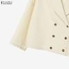 ZANZEA Womens 3/4 Sleeve Blouse and Pants Casual Two Piece Suit Sets