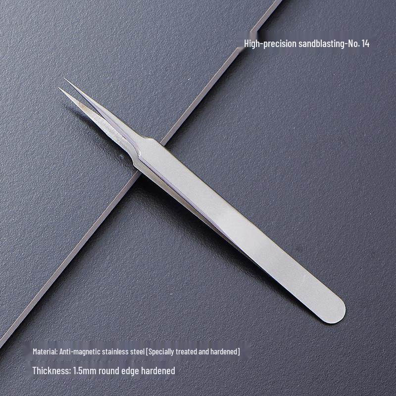 Black Anti-Static Stainless Steel Curved Tip Tweezers Set for Nail Art, Journaling, and Repairs