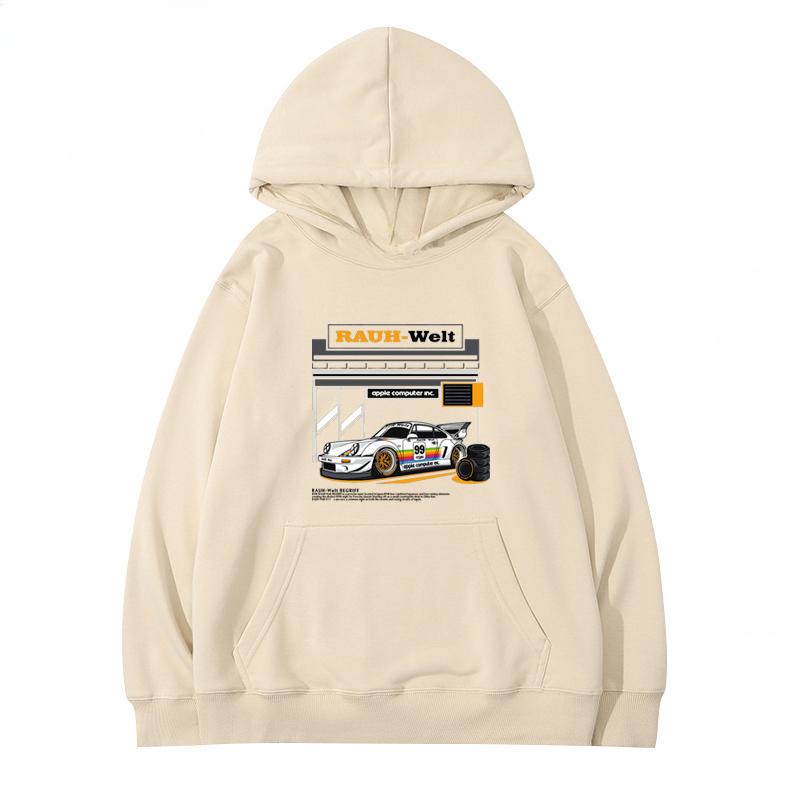 RWB Upravené auto 911 M Bílá mikina s kapucí Pánská Dámská stejného modelu 2024 Nová podzimní a zimní volnočasová volná 100 Top oblečení