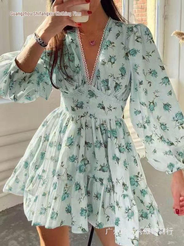 Short Lace Print Dress