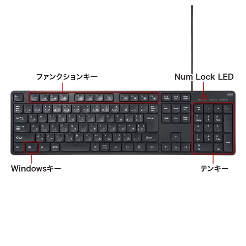 Sanwa Supply Silent Keyboard (Wired/Numeric Keypad Included) SKB-SL37BK