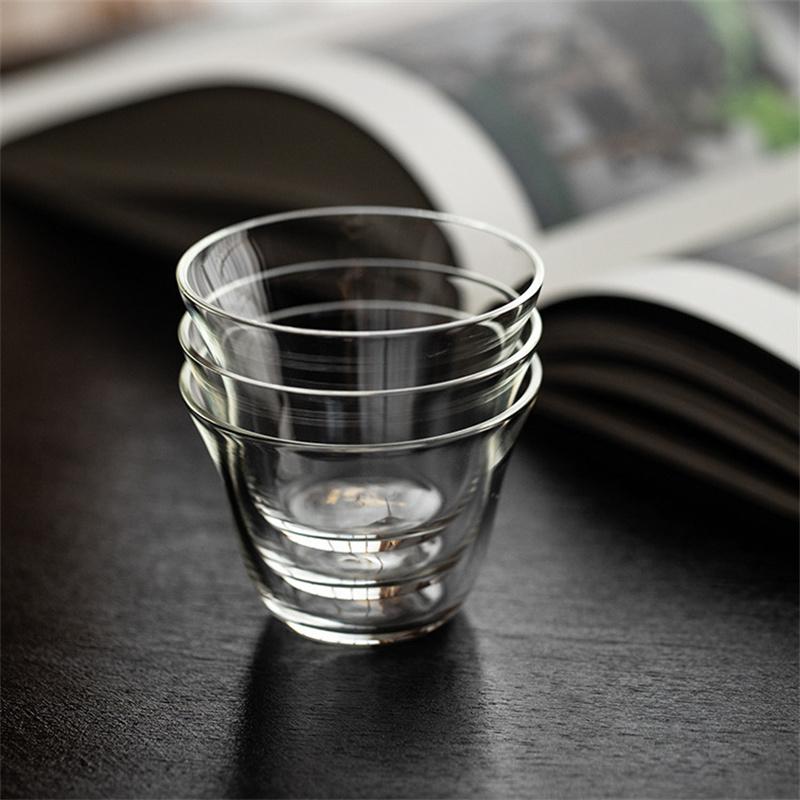 2Pcs/Lot Small Capacity 75ml Heat Resistant Kung Fu Glass Tea Cup Tea Set Teacup Japanese Style Tasting Clear White Wine Cup