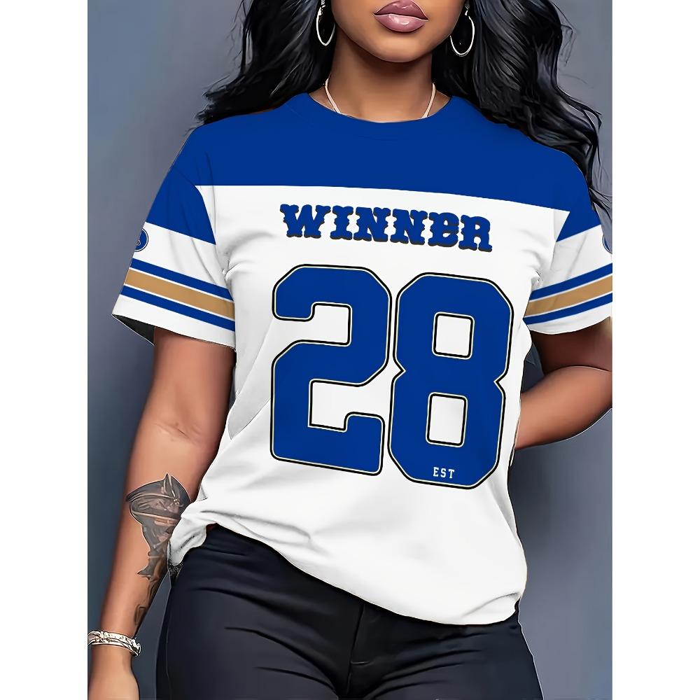 

Printed T-shirt - casual short-sleeved summer top, loose round neck style, casual wear 5XL