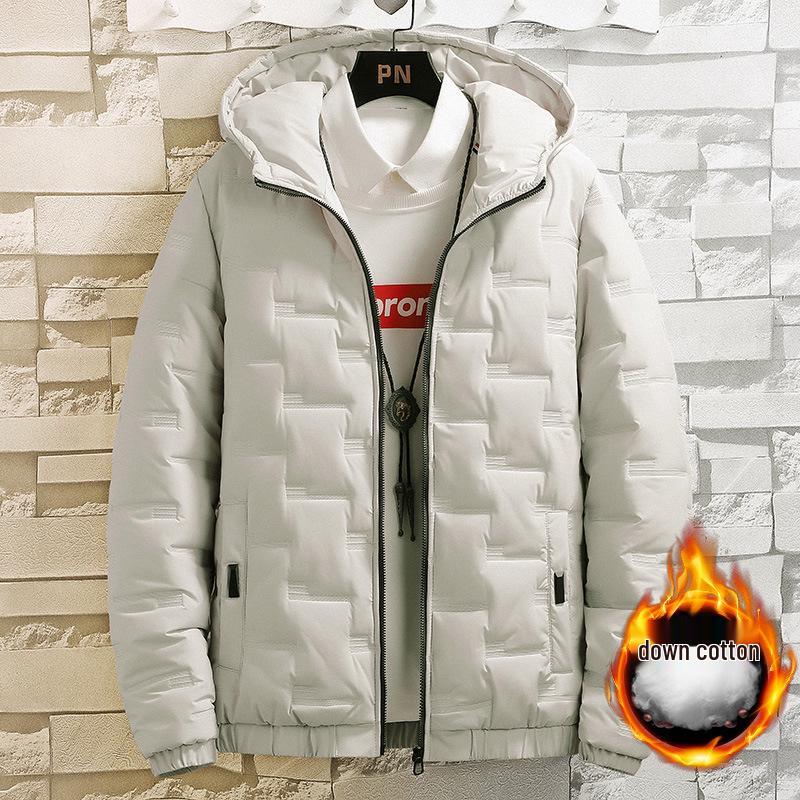 

Men s Fashionable Hooded Down Jacket - Winter/Autumn Trendy Outerwear M хакі