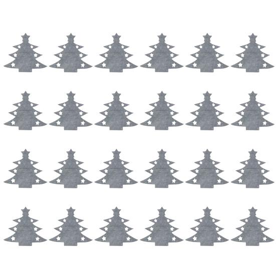 Christmas Cutlery Holder Bag Tree/Heart Shaped Knife Folk Tableware Holder Pockets Felt Dinner Flatware Covers for Christmas Party Dinner Table Decor