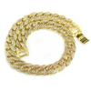 15mm Gold Hundekette Halsband Luxus Diamant Kubanische Gliederkette Kristall Halskette Langlebiges Hundehalsband für Kleine Mittlere Große Hunde Katzen