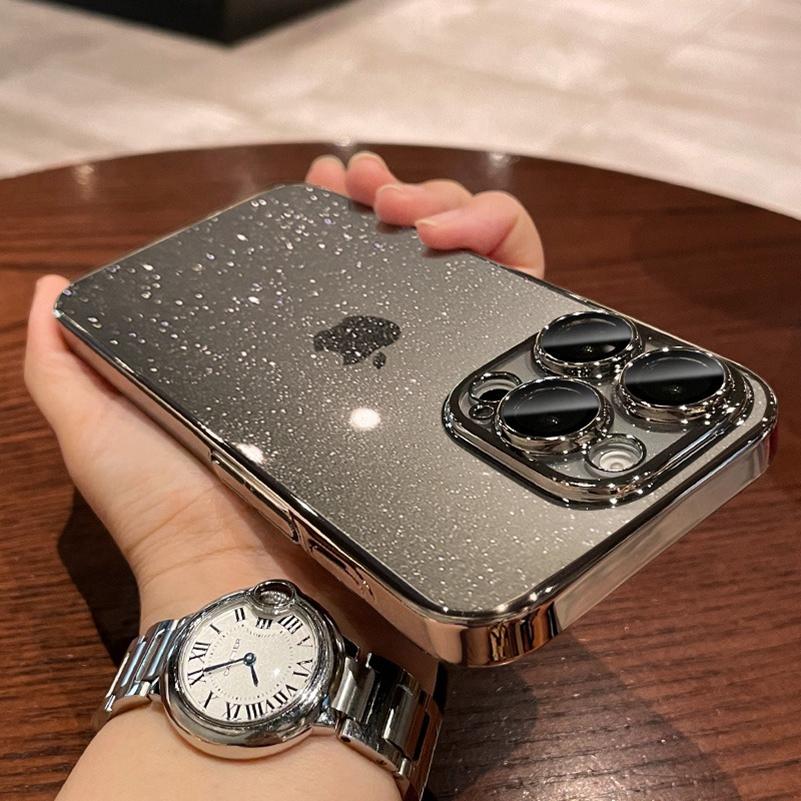 

Роскошный прозрачный чехол с блестками и гальваническим покрытием из ПК для iPhone 16 15 14 Pro Max Plus 13 11 12 Bling Прозрачный Противоударный Ультратонкий Чехол for iPhone 13 ProMax