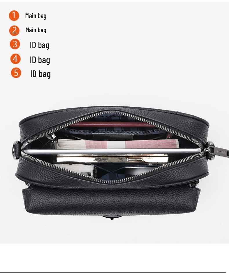 French Brand Men's Soft Cowhide Crossbody & Clutch Phone Bag