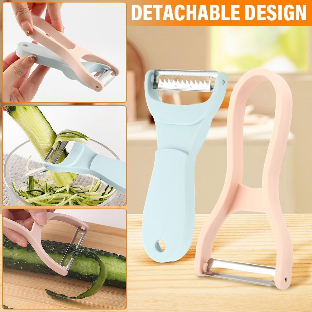 Slicer for Kitchen, Potato Slicer Cucumber Slicers with Peeler, Thickness Adjustable Vegetable Food Slicers, Vert