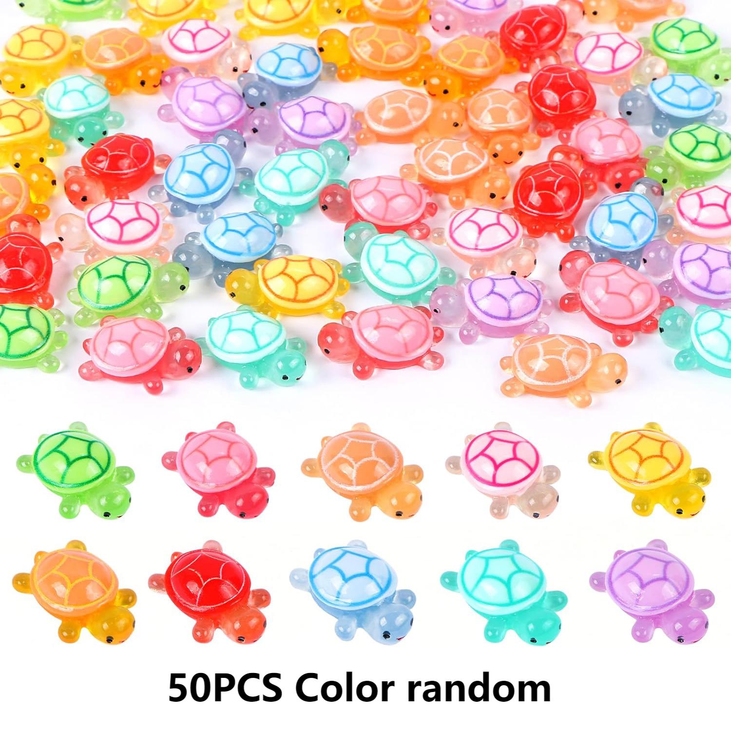 50/100 Pcs Cute Mini Luminous Turtle Ornaments Glowing in The Dark Miniatures Turtle Micro Landscape Kids Toys Home Decor Gift