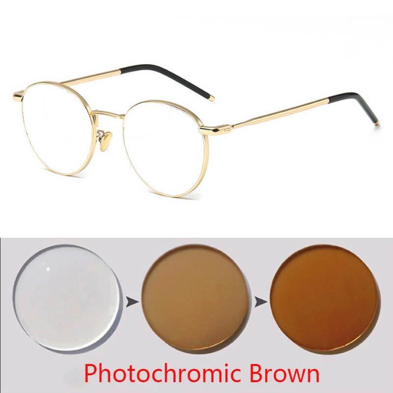 Metal Round Sun Glasses Women Polycarbonate Lens Driving Nearsighted Sunglasses Prescription 0 -0.5 -0.75 -1.0 To -5.0
