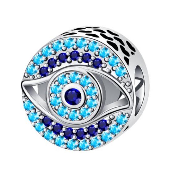 Copper Full Diamond Charms Colorful Heart Blooming Rose Round Beads Pendant Fit Original Bracelets Necklace Jewelry