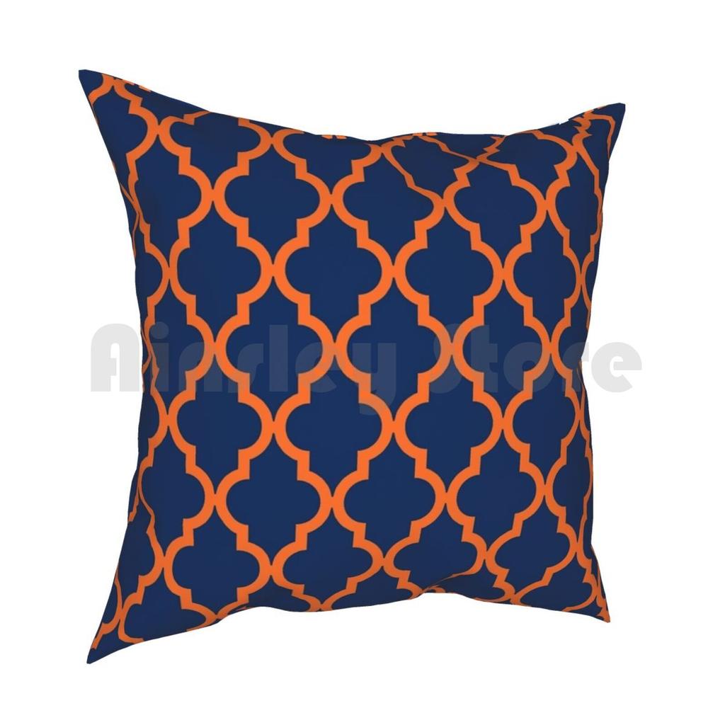 Moroccan Pattern  Navy Blue  Orange Pillow Case Printed Home Soft Throw Pillow Blue Moroccan Morocco Navy Orange