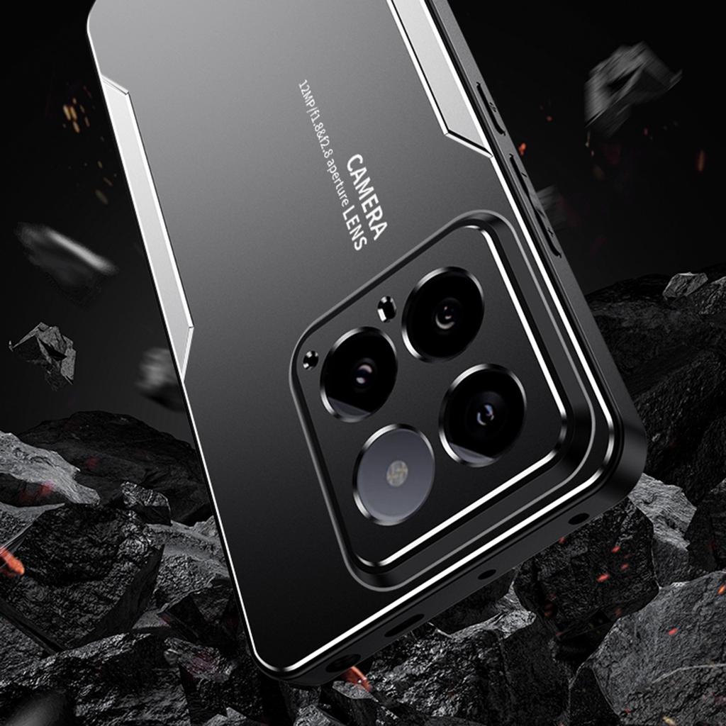 For Xiaomi 14 Case Aluminium Alloy+TPU+PC Honeycomb Holes Design Phone Guard Cover