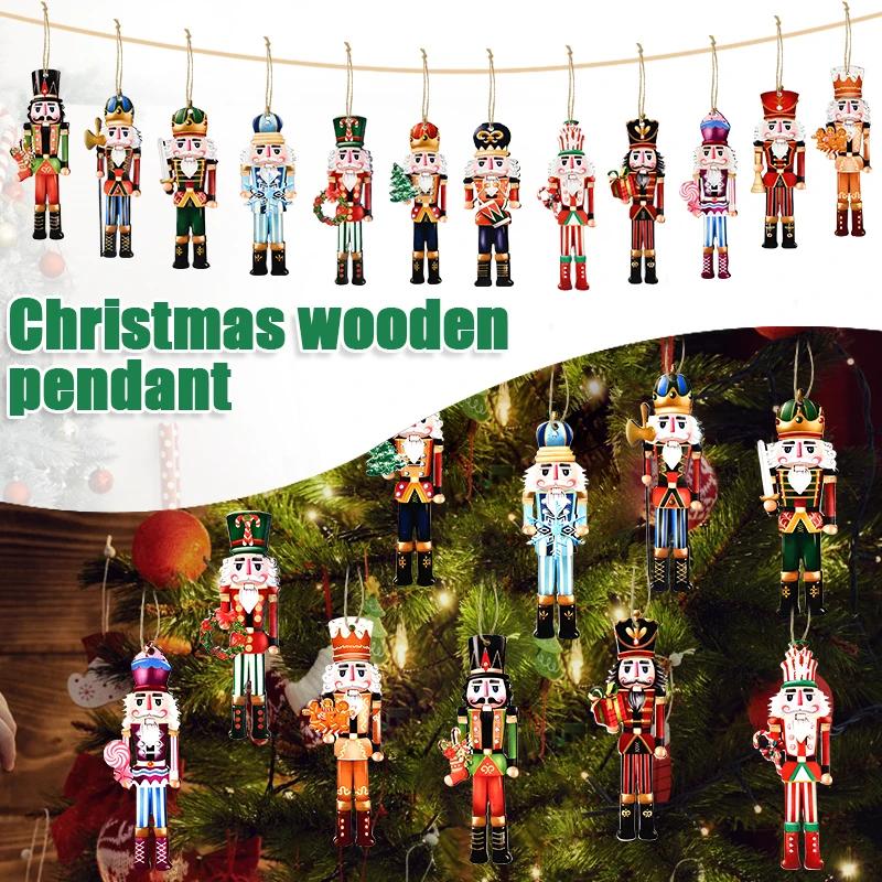 2026 New Christmas Decoration Wood Pendant Nutcracker Soldier Wood Pendant Christmas Tree Pendant New Year Decoration