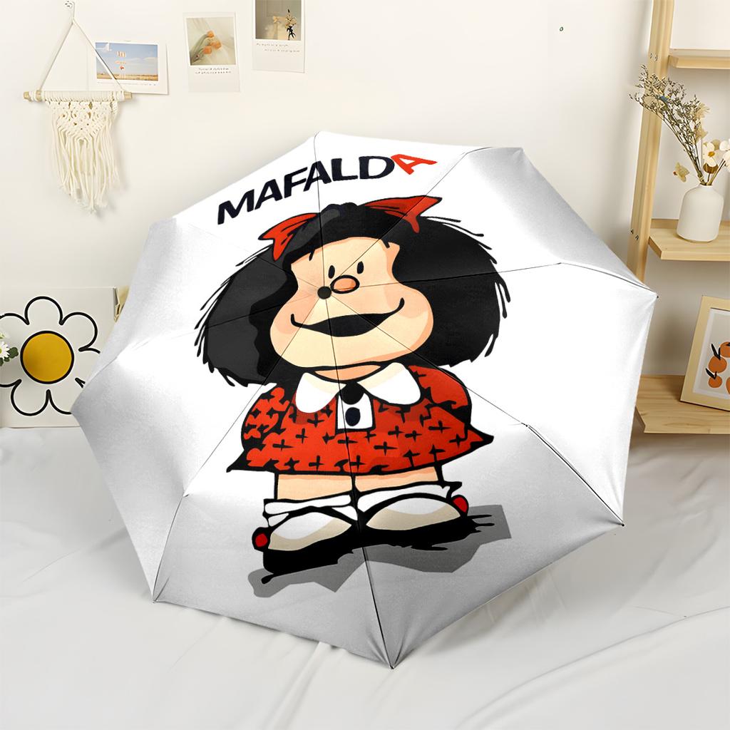 Mafalda Adventure Automatic Umbrella with 8-Rib Lightweight for Outdoor Daily Use Vibrant Pattern Umbrella Luxury Gift for Birthday Christmas Wedding