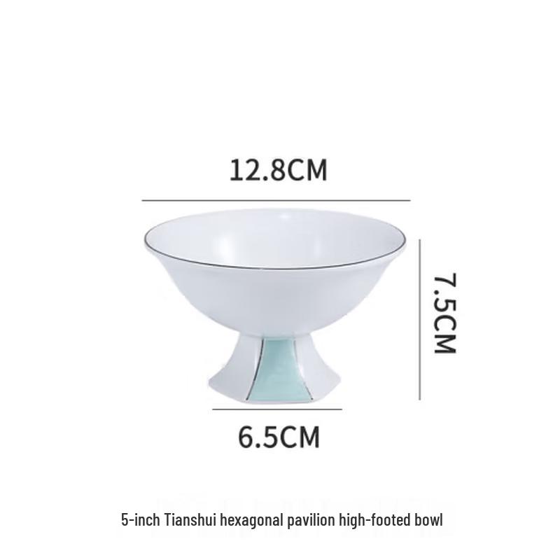 Chinese Style Ceramic High-Foot Serving Bowl