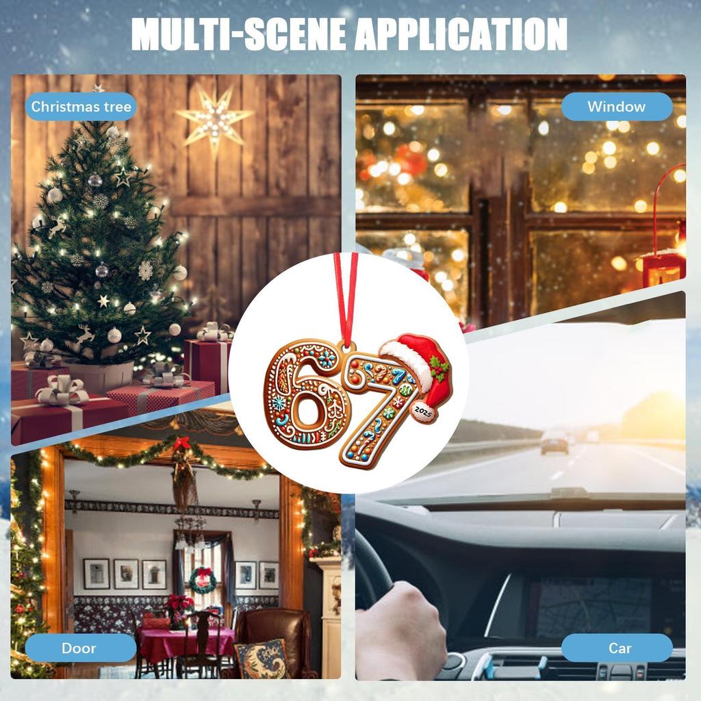 67 Ornaments Funny 2D Acrylic Christmas Ornaments Xmas Tree Hanging Pendent Ornament Decor Keyring Christmas Decoration