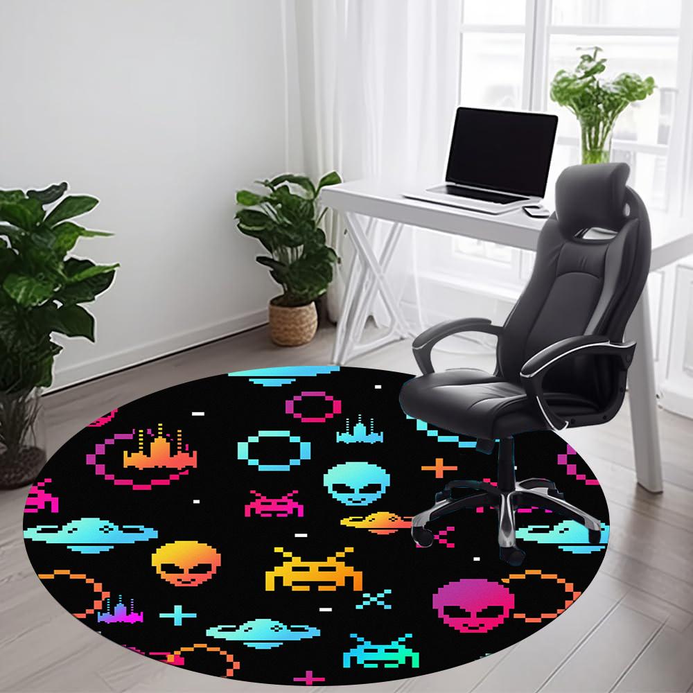 1pc Alien Space Office Round Area Rug, Indoor Mat Suitable ForOffice, Under Office Chairs Bedroom Living Room Home Decor, Room Decot165