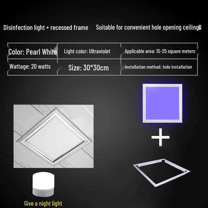 Ceiling-Mounted Ultraviolet Germicidal Panel Light for Bathroom & Kitchen