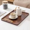 1PCS Bamboo Tray Tea Tray Rectangular Household Tea Cup Holder Bamboo Dark Retro with Handle Cake Vegetable Storage Plate