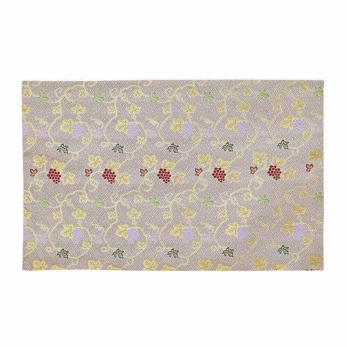 Naamukuma-chan Kobo Grape Pattern Sutra Desk Cover, Gold Brocade Rug, Flame Retardant, Fits 2 Shaku 5 Sun (Size 25, 003, White Brown)