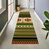Long Runner Area Rug Carpet, Non Slip Floor Mat, Green Beige Tribal Print Washable Kitchen Rug Entryway Runner for Boho Decor