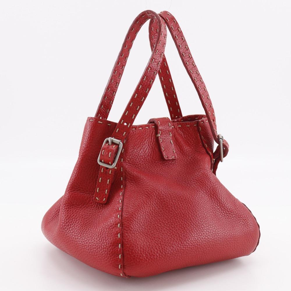 Fendi Celeria Handbag Red Leather Women Used