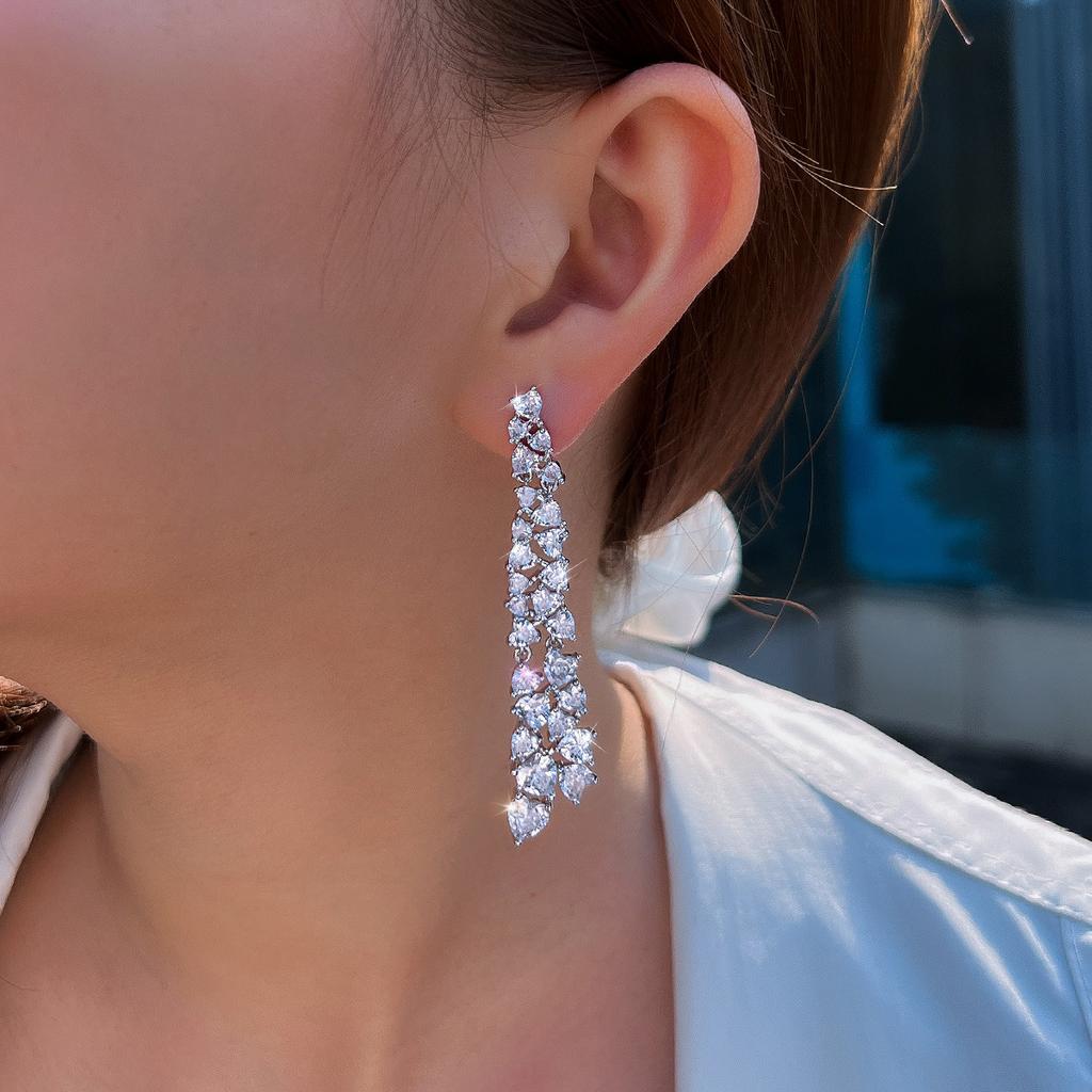 Heavy Industry'S High-End Long-Fringed Diamond Earrings Dress With Modified Face Zircon Earrings